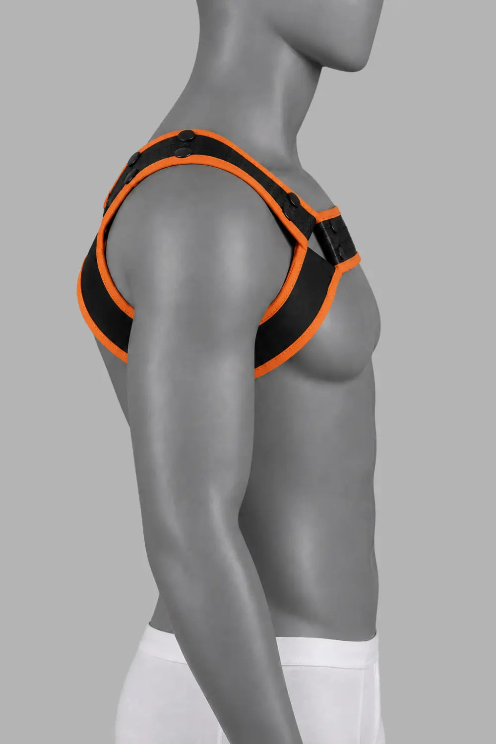 Outtox by Maskulo. Szelki Bulldog z zatrzaskami. Czarno-pomarańczowe