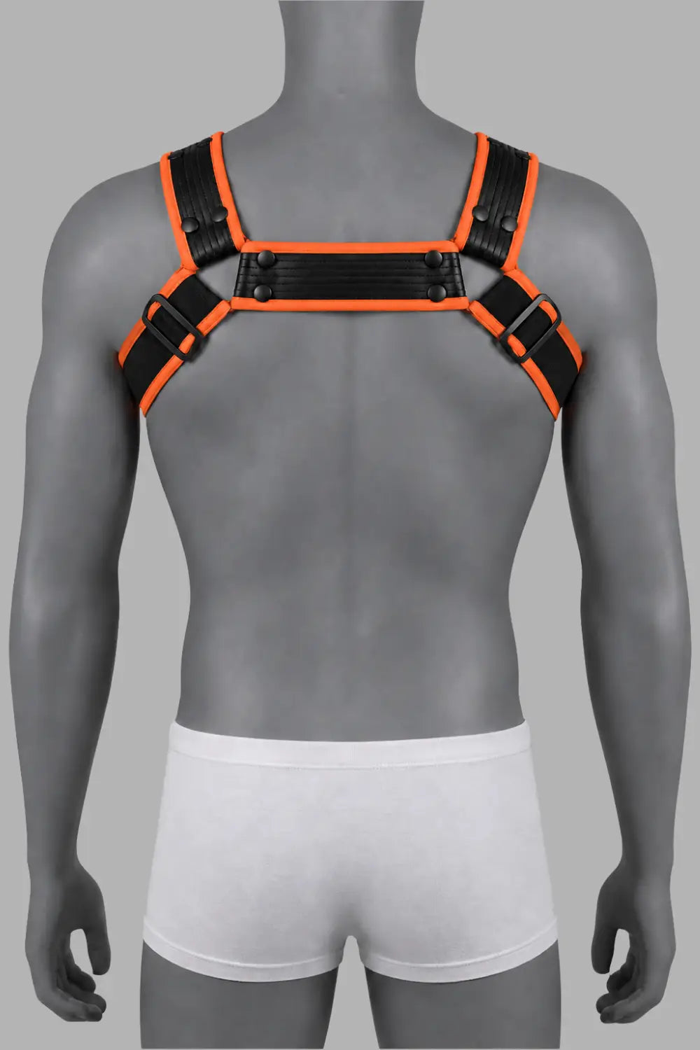 Outtox by Maskulo. Szelki Bulldog z zatrzaskami. Czarno-pomarańczowe