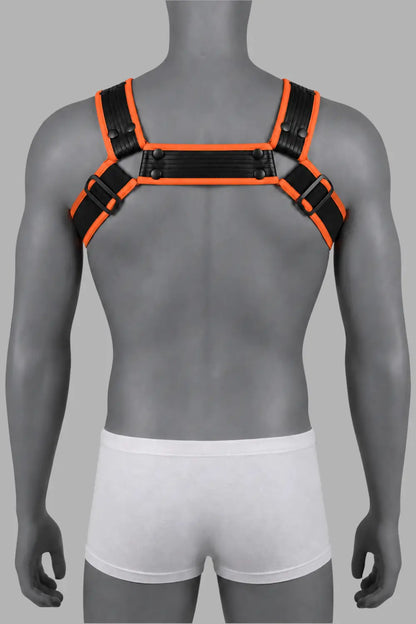 Outtox by Maskulo. Szelki Bulldog z zatrzaskami. Czarno-pomarańczowe