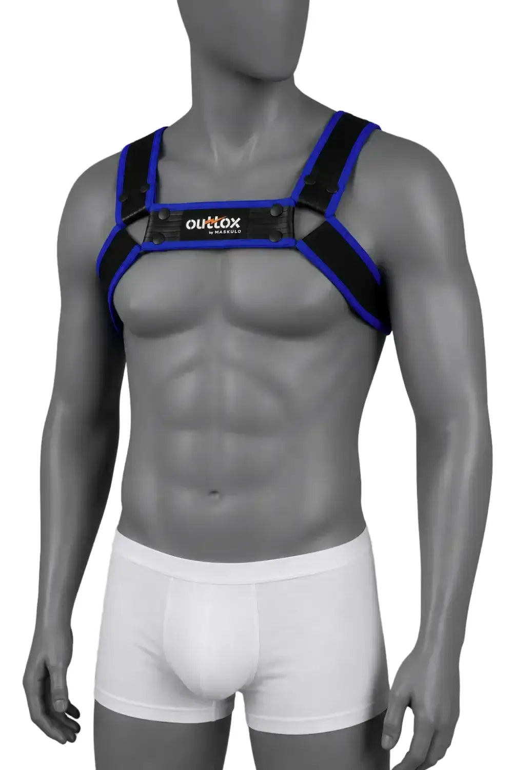Outtox by Maskulo. Uprząż Bulldog ze zatrzaskami. Czarno-niebieski