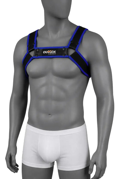 Outtox by Maskulo. Uprząż Bulldog ze zatrzaskami. Czarno-niebieski