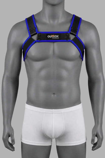 Outtox by Maskulo. Uprząż Bulldog ze zatrzaskami. Czarno-niebieski