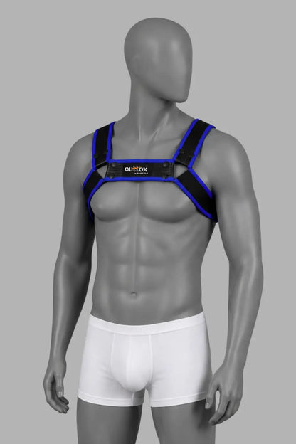 Outtox by Maskulo. Uprząż Bulldog ze zatrzaskami. Czarno-niebieski