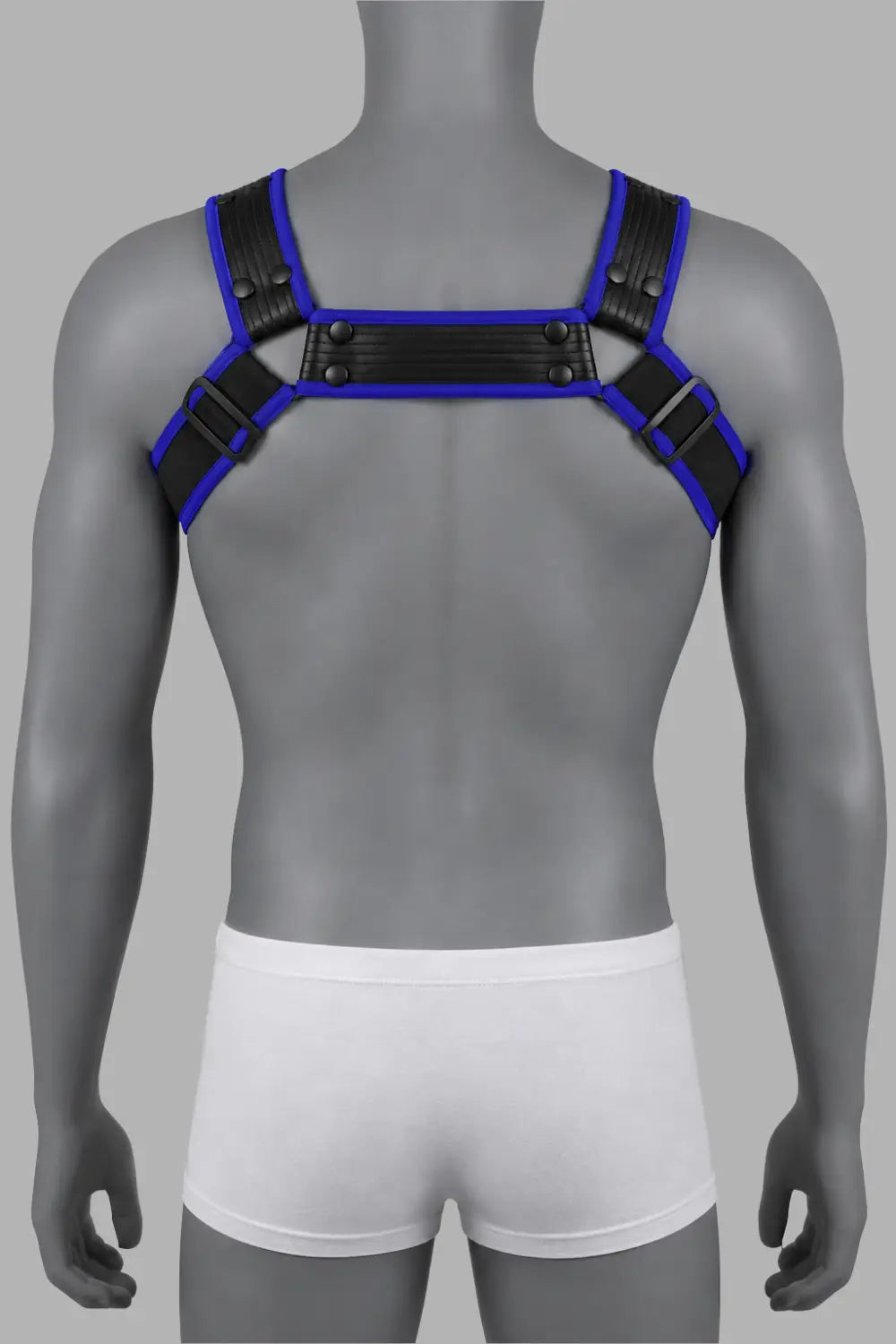 Outtox by Maskulo. Uprząż Bulldog ze zatrzaskami. Czarno-niebieski