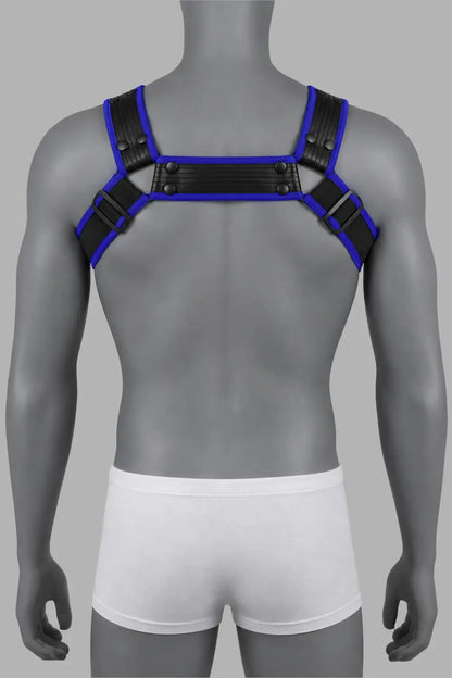Outtox by Maskulo. Uprząż Bulldog ze zatrzaskami. Czarno-niebieski