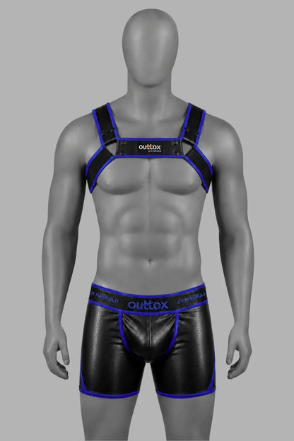 Outtox by Maskulo. Uprząż Bulldog ze zatrzaskami. Czarno-niebieski