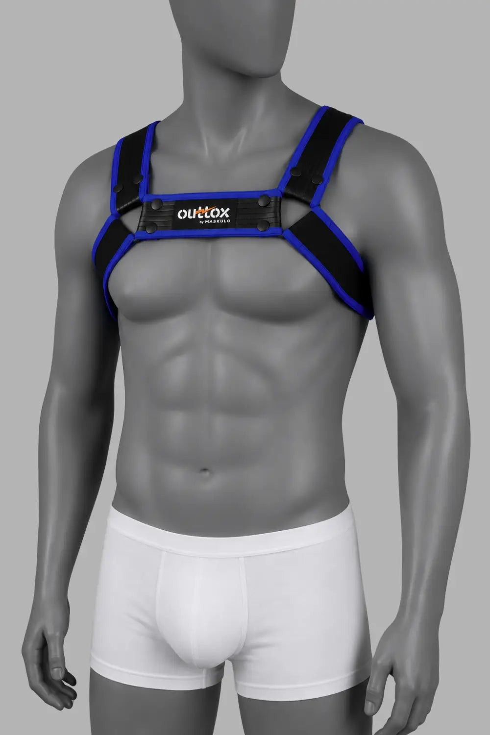 Outtox by Maskulo. Uprząż Bulldog ze zatrzaskami. Czarno-niebieski