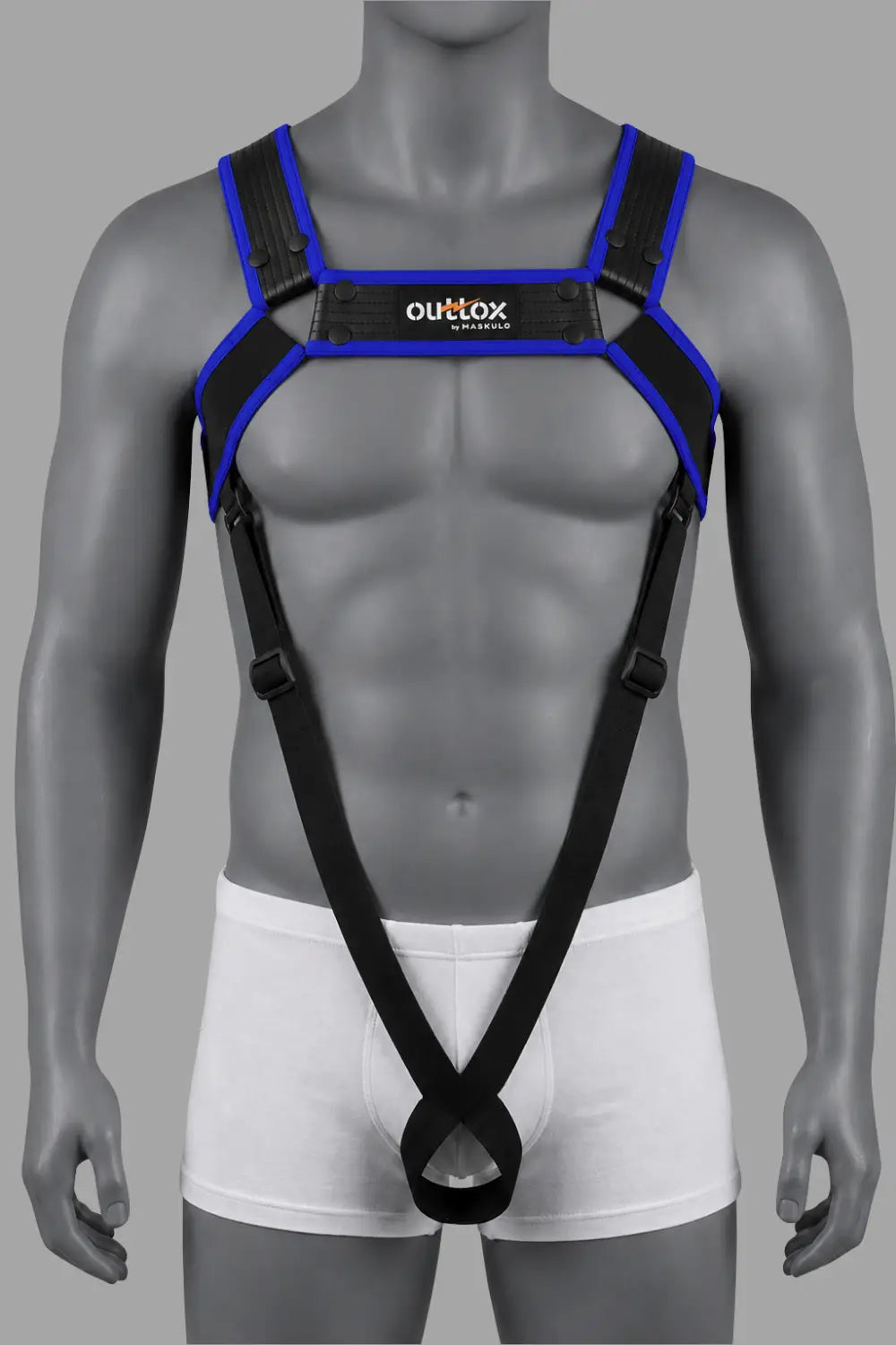 Outtox. Bodyharnas met drukknopen. Blauw
