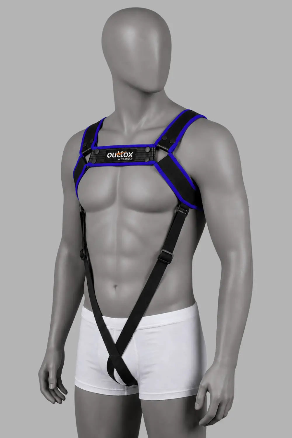 Outtox. Bodyharnas met drukknopen. Blauw