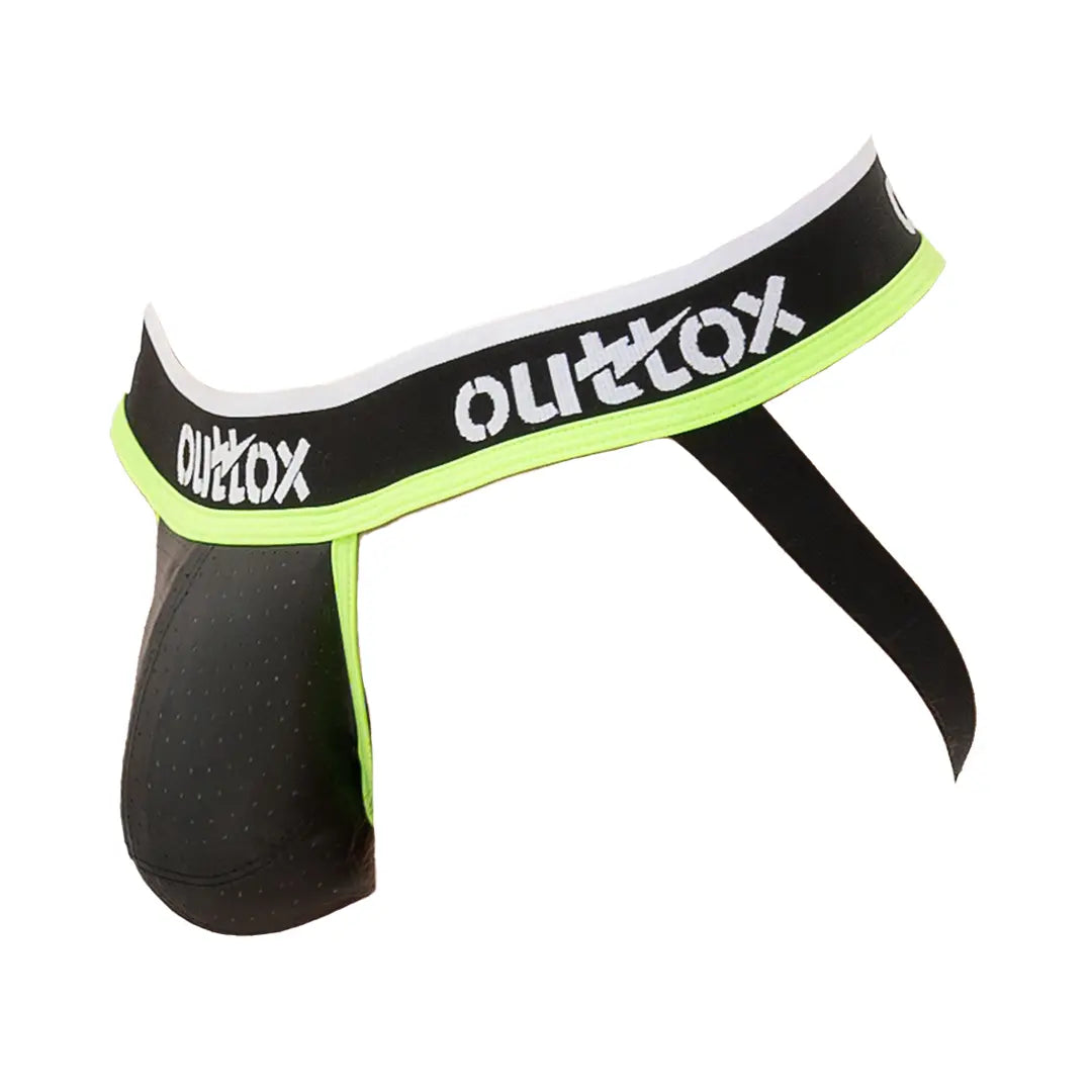 Outtox. Jock met snap-codpiece. Zwart+Groen &