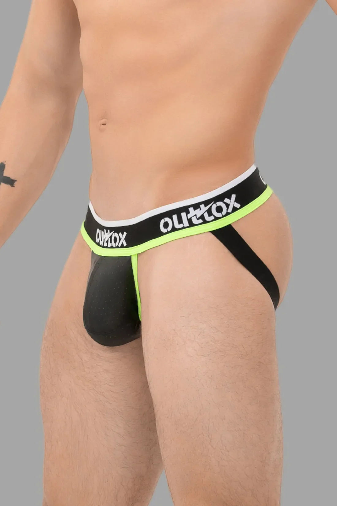 Outtox. Jock with Snap Codpiece. Black and Green &