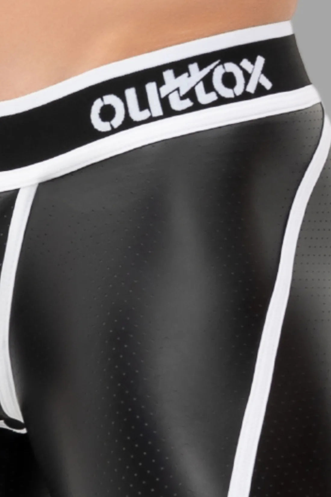 Outtox. Pantalones cortos traseros abiertos con bragueta a presión. Negro+Blanco