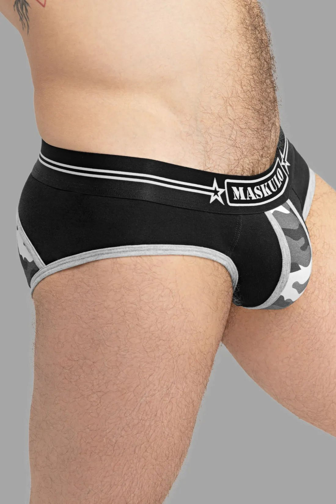 Military Briefs with Lifter. Black and Grey - Maskulo - MBR128 - Y3 - Maskulo Global (EU) Store