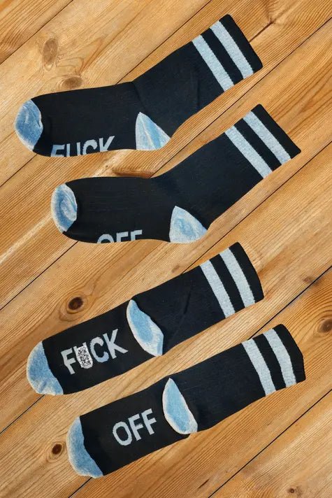 &quot;F*CK OFF&quot; Crew Socks. Black + Gray - Maskulo - MSC115 - YX - Maskulo Global (EU) Store