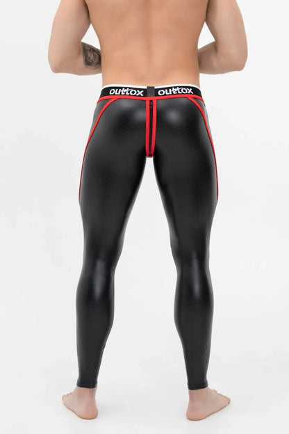 Outtox. Zip - Rear Leggings with Snap Codpiece. Black+Red - Outtox - XLG101 - Y1 - Maskulo EU Global Online Store