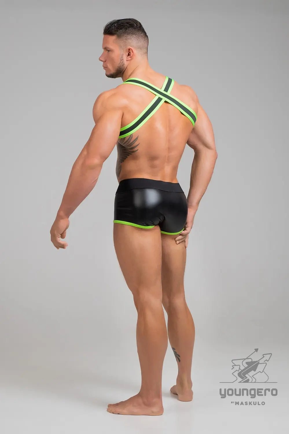 Youngero. Bulldog Elastic Harness. Green Neon - Maskulo - MHR144-Y1 - Maskulo EU Global Online Store