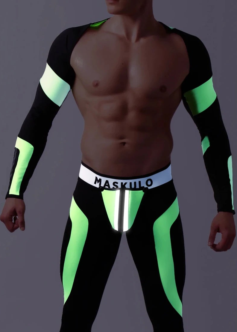 Youngero Crop Top. Long Sleeves. Green Neon