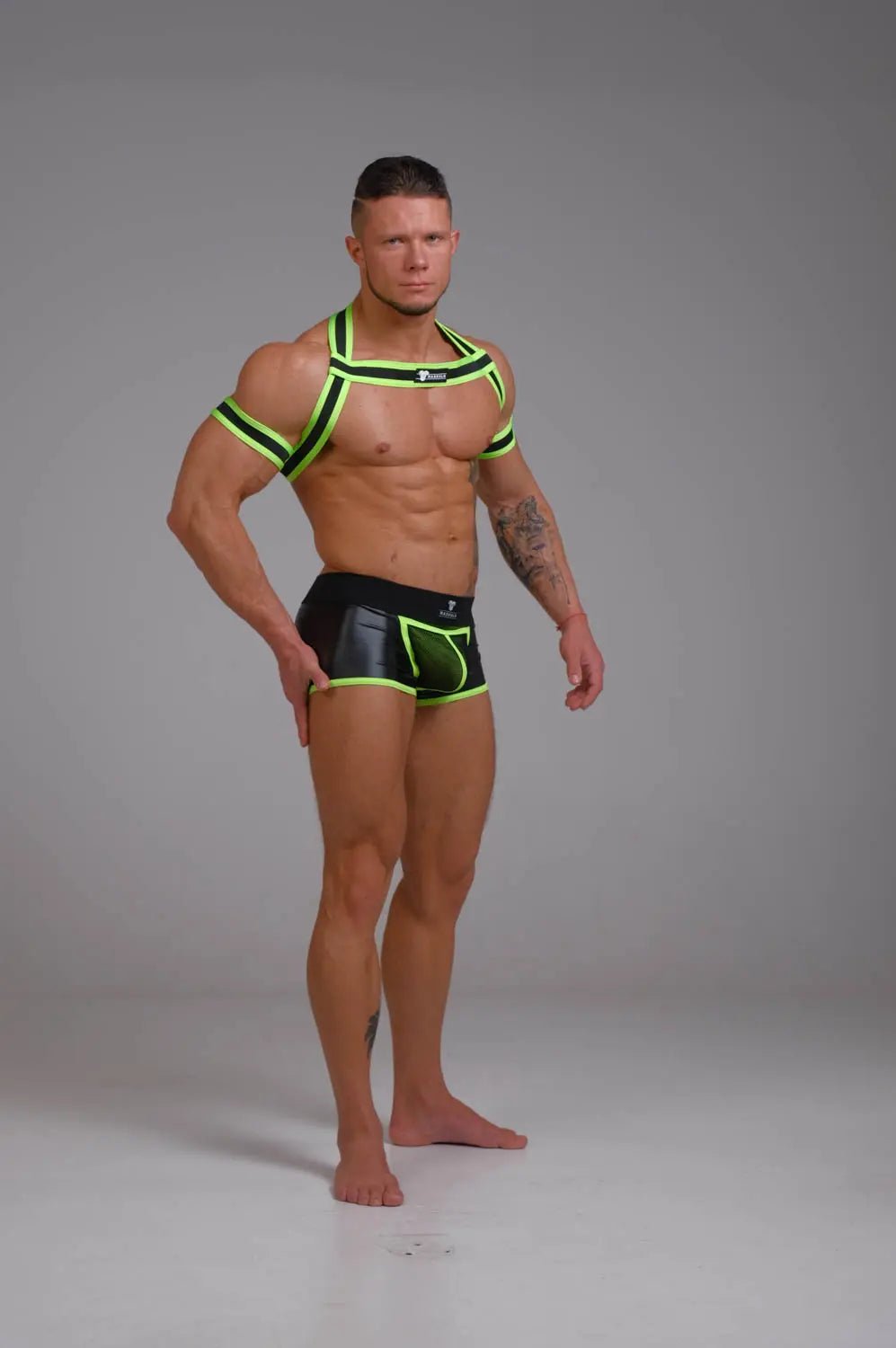 Youngero. Elastic Harness with Biceps Bands. Green Neon - Maskulo - MHR150-Y1 - Maskulo EU Global Online Store